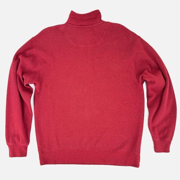 Orvis 1/4 Zip Pullover Sweater Men's Medium Maroon Red Ribbed Knit 100% Cotton - Picture 2 of 13